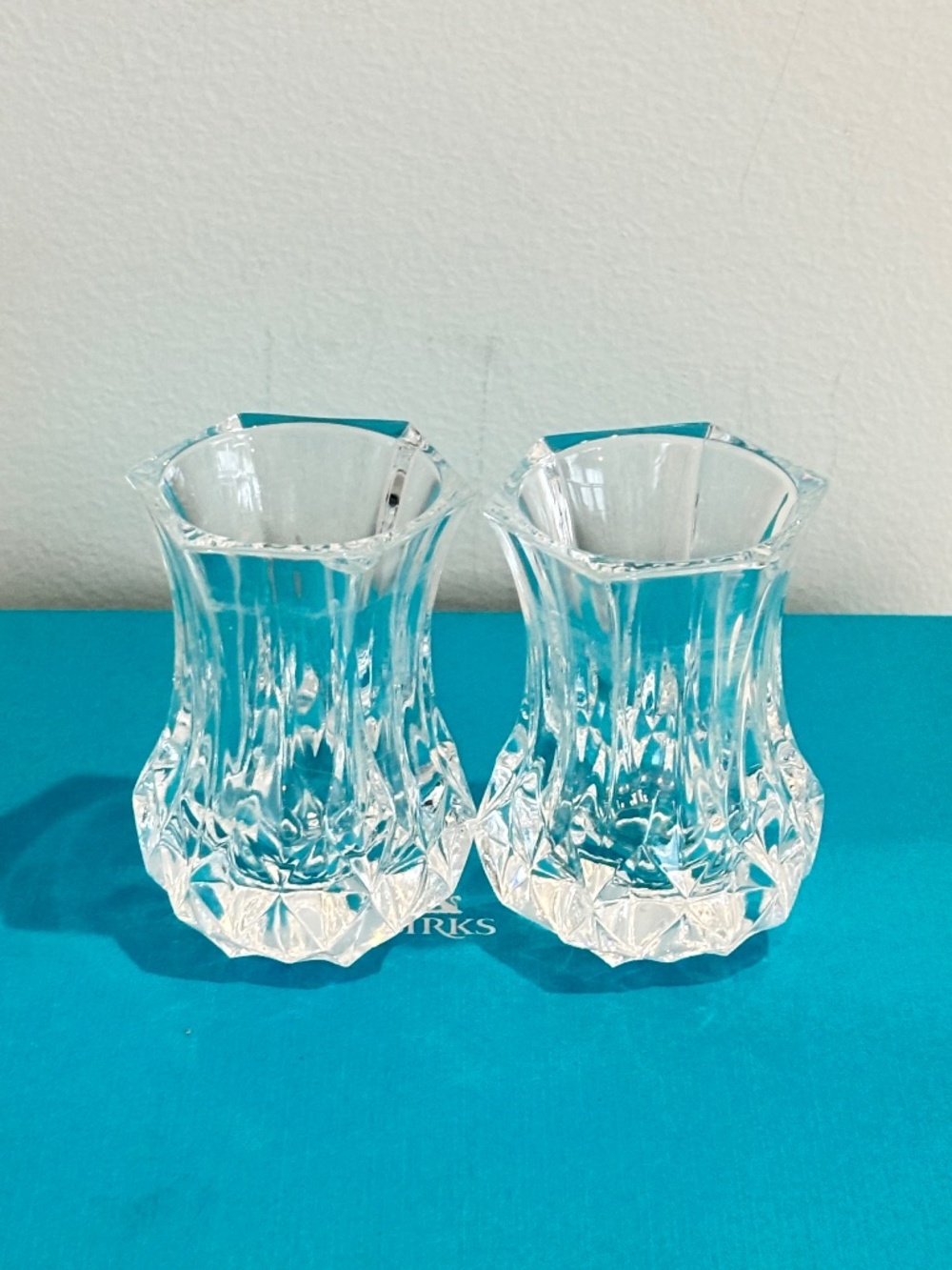 Vintage SET OF TWO Cristal d'Arques-Durand 'violette' mini bud vases 1960'S